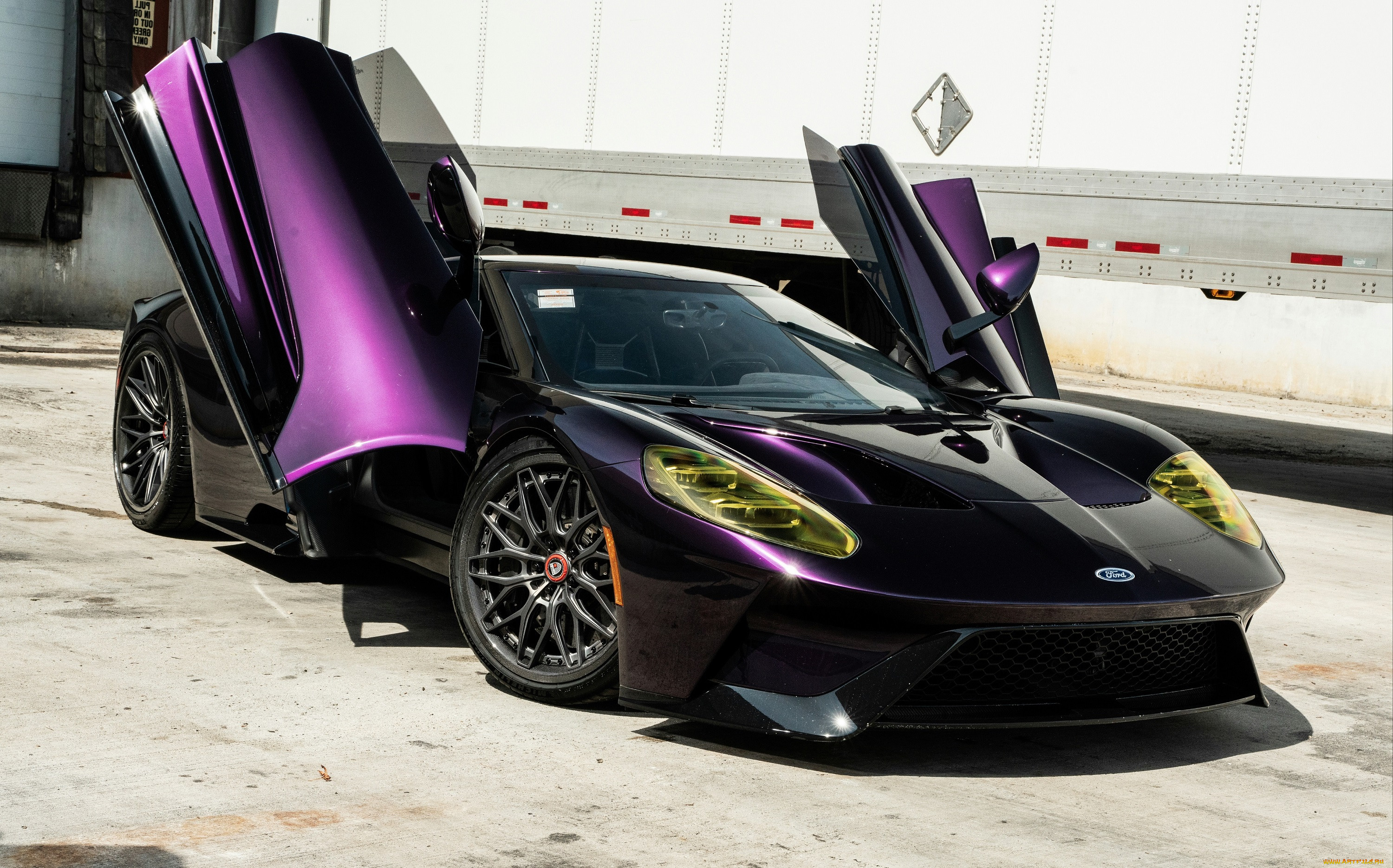 , ford, gt, purple, front, sportcar, open, doors